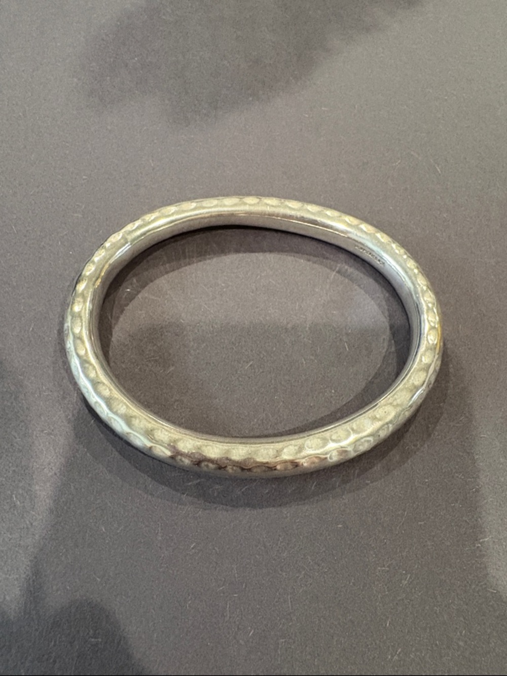 Hammered Metal Bangle Bracelet - Silver